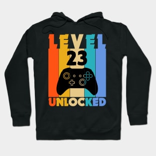 Level 23 Unlocked Funny Video Gamer Birthday Novelty T-Shirt Hoodie